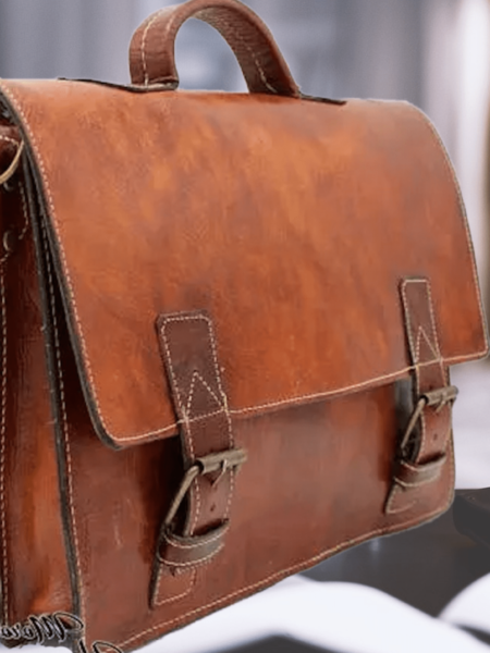 Männer Business Umhängetasche, Ledertasche im Vintage Look ist handgefertigt aus hochwertigem Ziegenleder