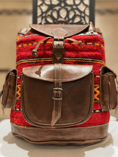 Wunderschöner Boho Leder Kilim Rucksack