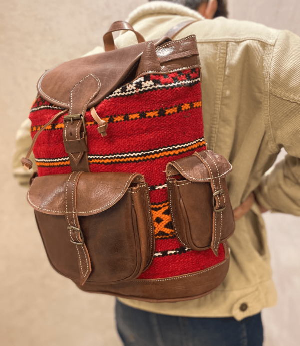 Wunderschöner Boho Leder Kilim Rucksack