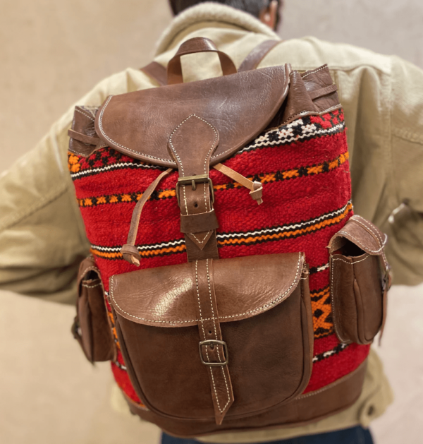 Wunderschöner Boho Leder Kilim Rucksack