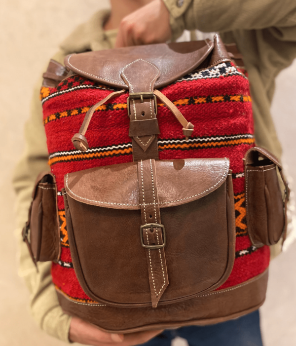 Wunderschöner Boho Leder Kilim Rucksack