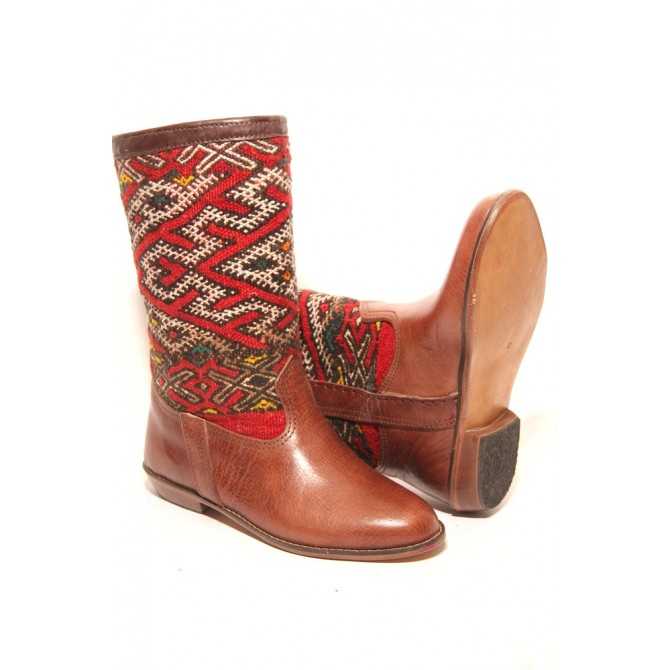 Vintage Handmade Echt Lederstiefel Kilim Boots