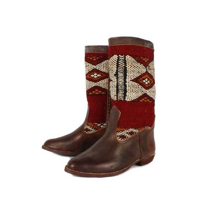 Handmade Berber Kilim Stiefel Braun