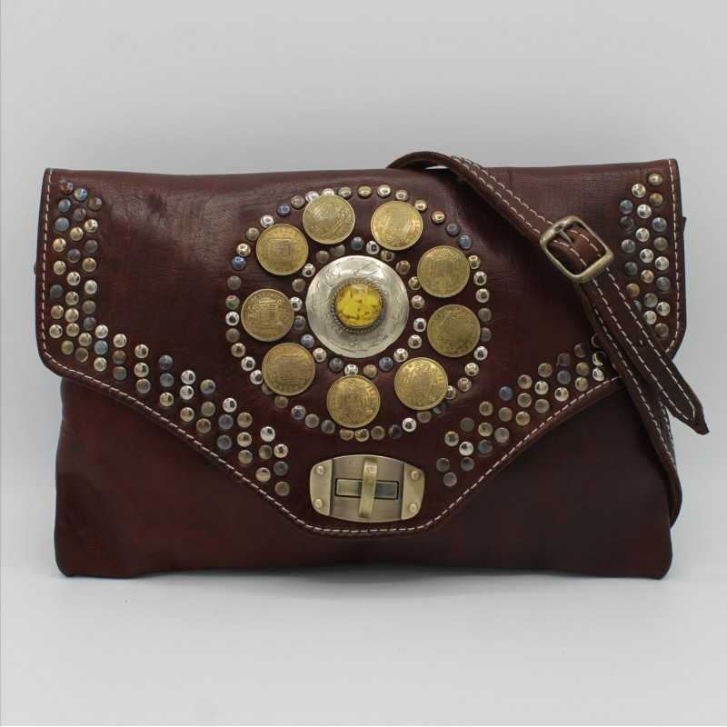 BOHO LEDER TASCHE, Vintage Leder Geldbörse Stein, Hippie Umhängetasche Damen, Echtleder Umhängetasche, Marokkanische Berber, Festival Bag