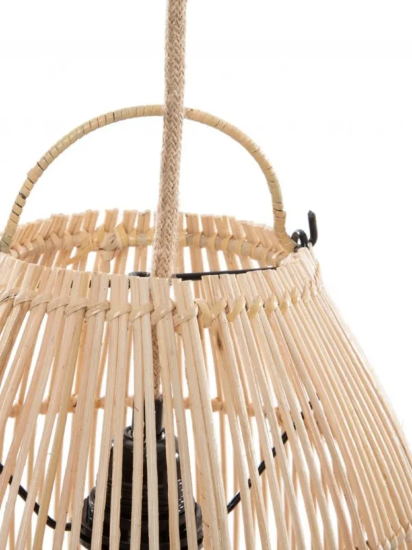 Boho Rattan Pendelleuchte mit verstellbarem Draht,