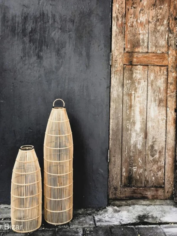 Flores Hängelampe, Rattan Lampe Boho, natürliche Hängelampe