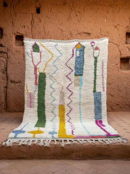 Azilal Teppich Bunter Teppich Marokko Schurwolle