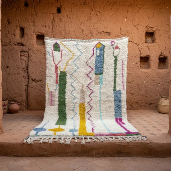 Azilal Teppich Bunter Teppich Marokko Schurwolle