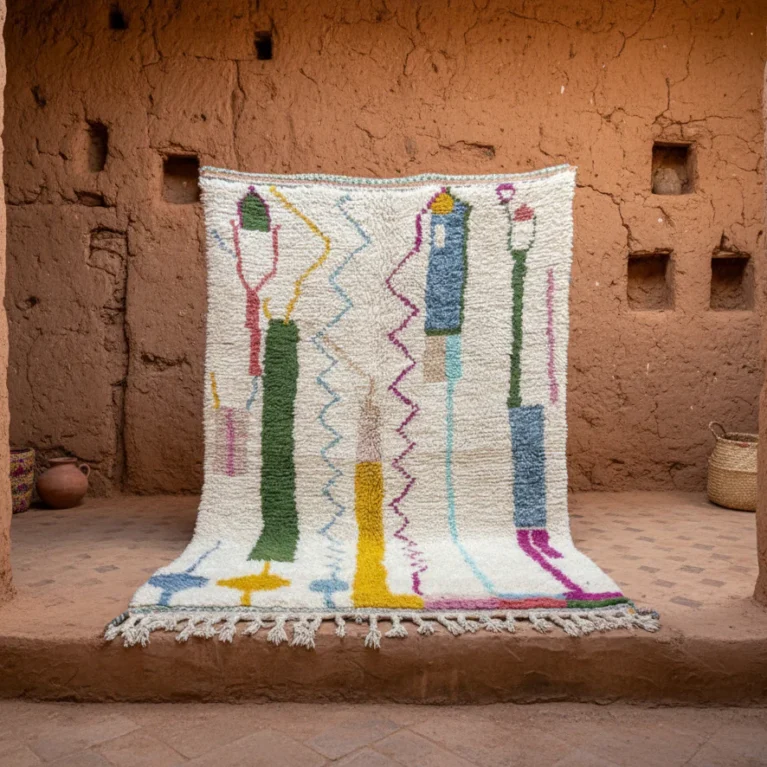 Azilal Teppich Bunter Teppich Marokko Schurwolle