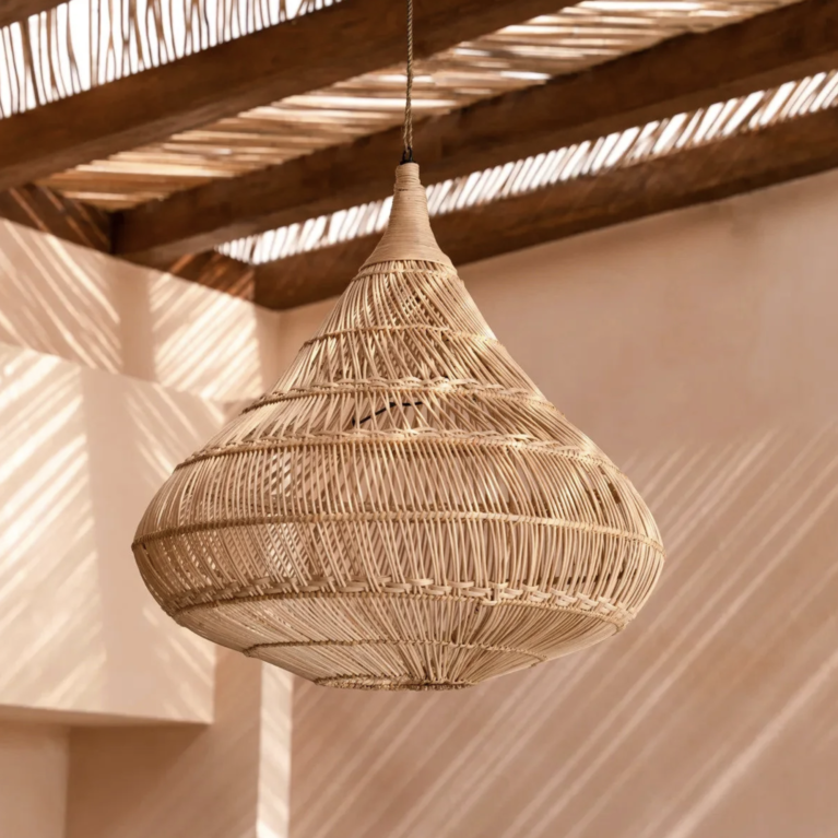 Rattan-Hängelampenschirm Drop, in verschiedenen Größen