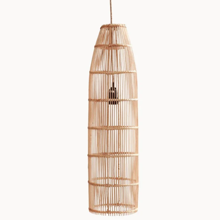 Flores Hängelampe, Rattan Lampe Boho, natürliche Hängelampe