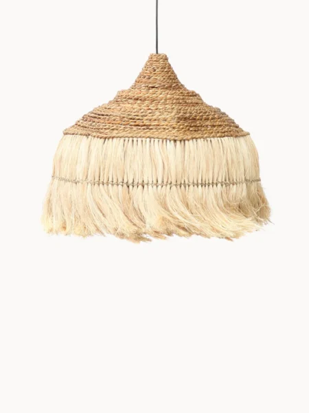 Verspielte „haarige“ Lampen aus Abaca-Gras.